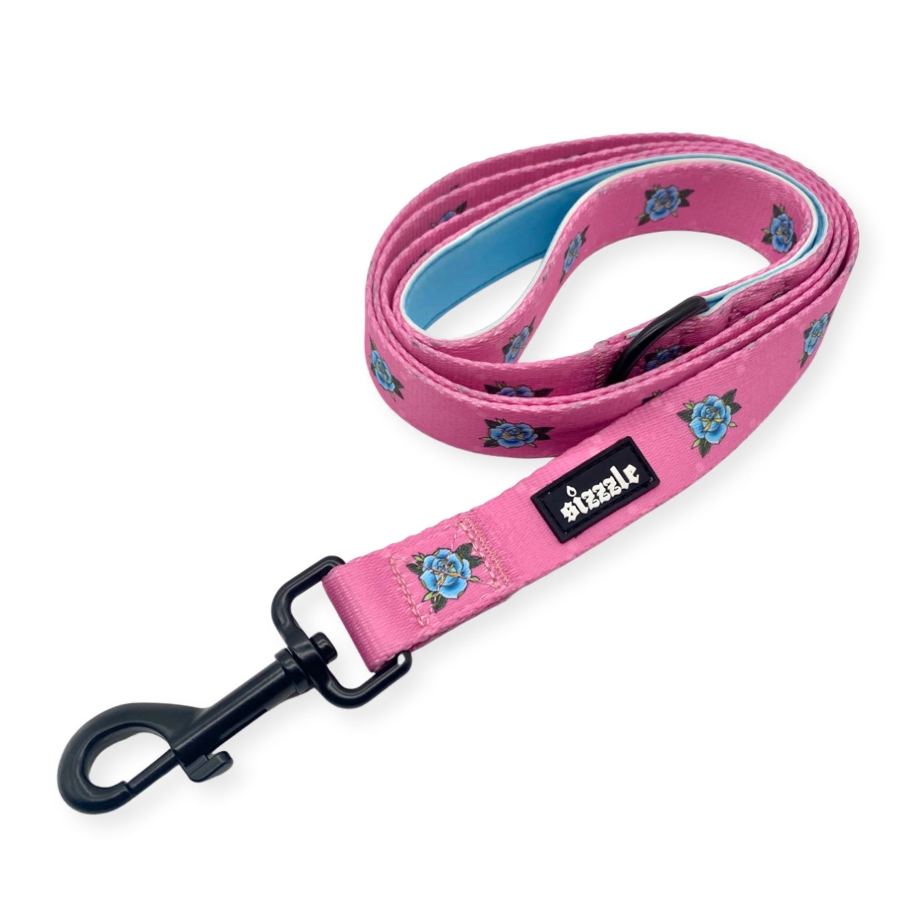 dog leash, puppy leash, sarah jessica barker, australian, flowers, pink, blue, sizzzle dog accessories, adjustable, affordable, custom prints, pet supplies, designer